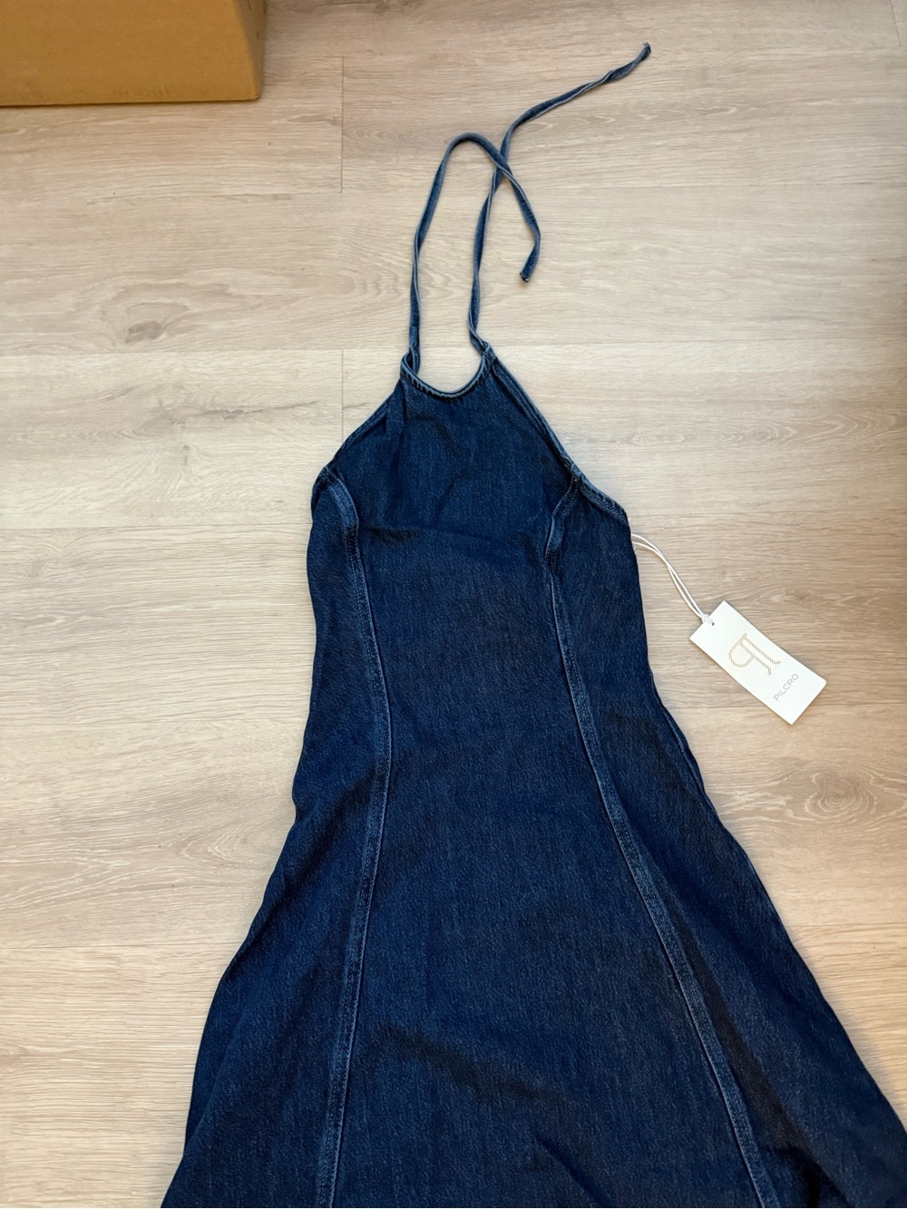 NWT XXS petite PILCRO DENIM HALTER HANKY HEM MIDI DRESS - Picture 5 of 8